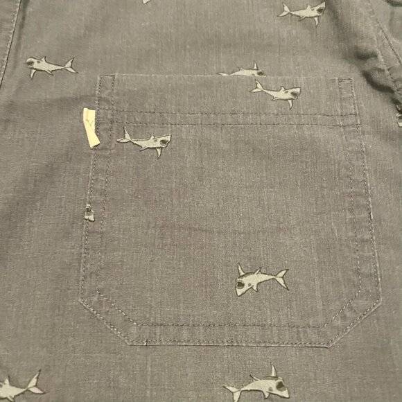 Walker Refinery Shark Print Button Up Shirt Mens Size Large - Picture 2 of 16